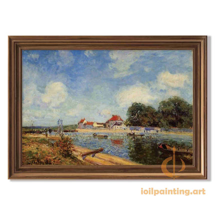 "Alfred Sisley's 'Serene Riverside' - Hand-Painted Impressionist Oil Painting Reproduction"