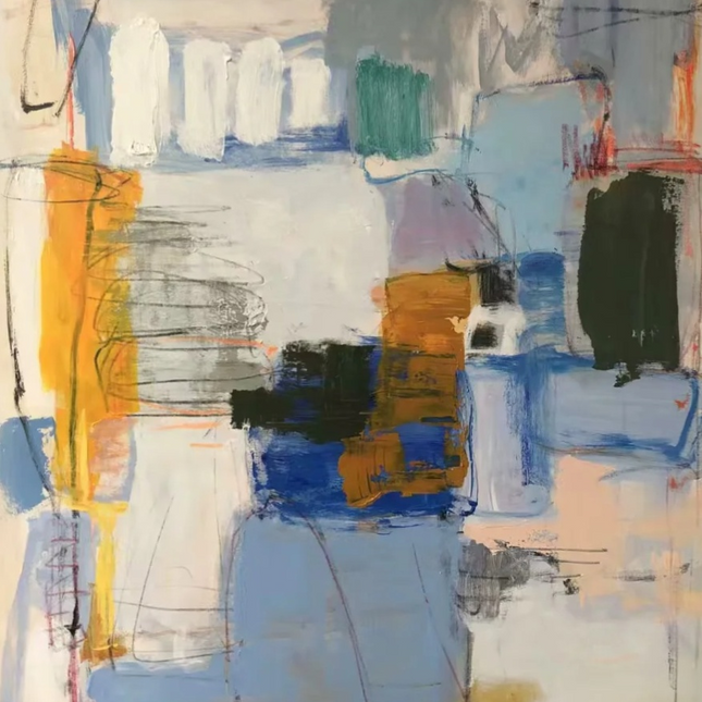 "Vibrant Abstract Oil Painting - Handmade Colorful Contemporary Art for Modern Wall Decor"