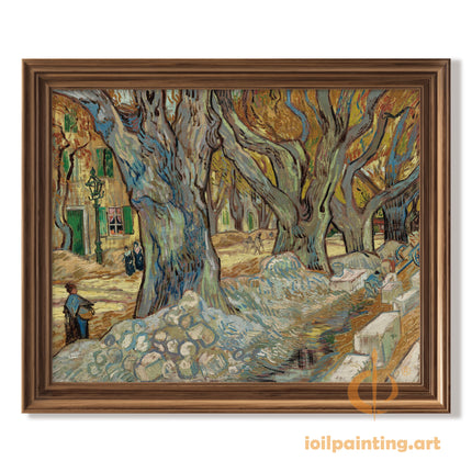 "Vincent van Gogh's 'Twisted Trees with Laborers' - Premium Hand-Painted Oil Reproduction on Canvas"