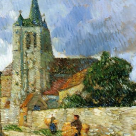 "Claude Monet's 'Country Church at Sunset' - Hand-Painted Impressionist Oil Painting Reproduction"