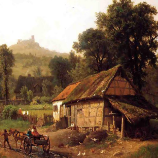 "Jean-Baptiste-Camille Corot's 'Rustic Countryside' - Hand-Painted Landscape Oil Painting Reproduction"