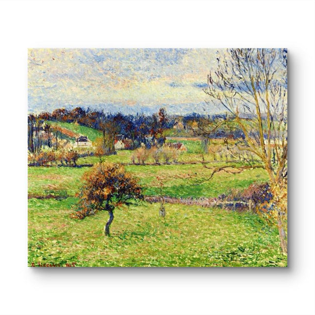 "Camille Pissarro's 'Pastoral Harmony' - Hand-Painted Impressionist Oil Painting Reproduction"