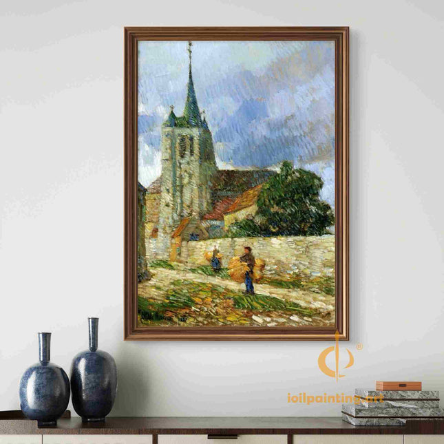 "Claude Monet's 'Country Church at Sunset' - Hand-Painted Impressionist Oil Painting Reproduction"