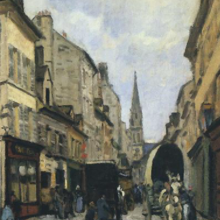 "Alfred Sisley's 'Quaint European Street' - Hand-Painted Oil Painting Reproduction"