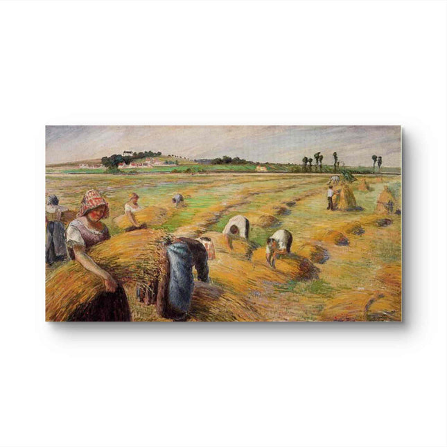 "Camille Pissarro's 'Harvesting Women in Sunlit Fields' - Hand-Painted Oil Painting Reproduction"