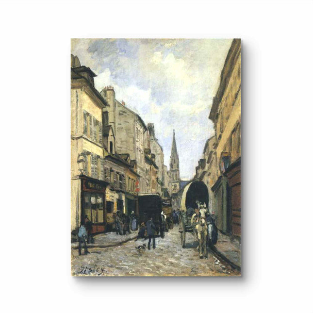 "Alfred Sisley's 'Quaint European Street' - Hand-Painted Oil Painting Reproduction"