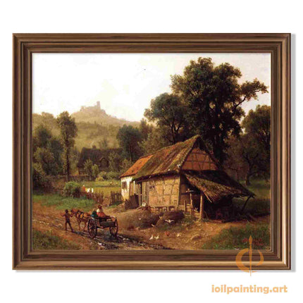 "Jean-Baptiste-Camille Corot's 'Rustic Countryside' - Hand-Painted Landscape Oil Painting Reproduction"