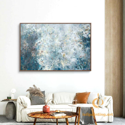 "Serene Abstract Oil Painting - Soft Blue & Gray Textured Canvas Art | Handmade Modern Wall Decor"