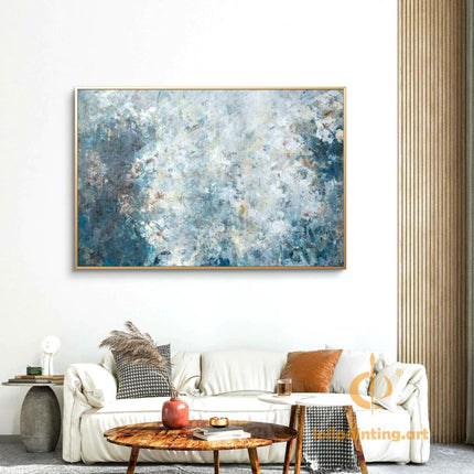 "Serene Abstract Oil Painting - Soft Blue & Gray Textured Canvas Art | Handmade Modern Wall Decor"