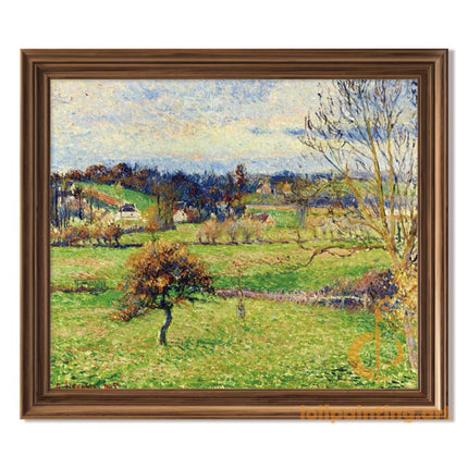 "Camille Pissarro's 'Pastoral Harmony' - Hand-Painted Impressionist Oil Painting Reproduction"