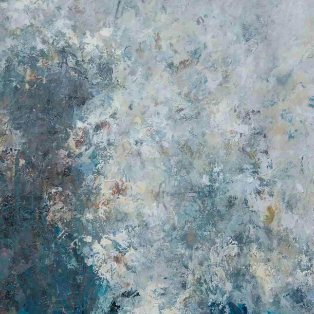 "Serene Abstract Oil Painting - Soft Blue & Gray Textured Canvas Art | Handmade Modern Wall Decor"