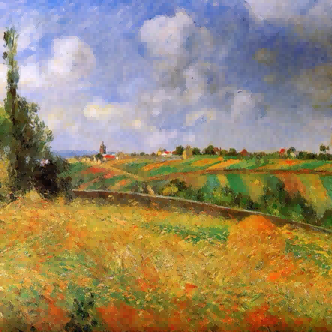 "Camille Pissarro's 'Golden Harvest Fields' - Hand-Painted Impressionist Oil Painting Reproduction"