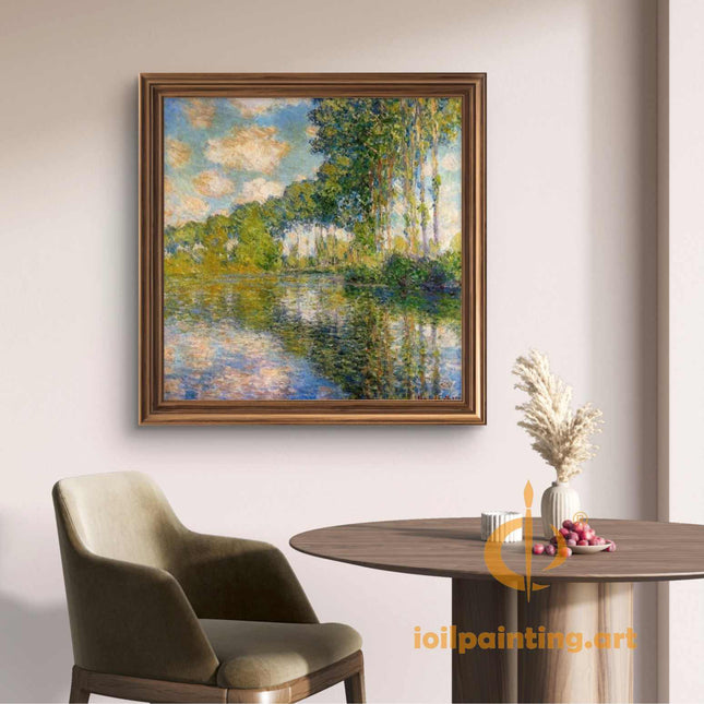 "Claude Monet's 'Poplars by the Epte' - Premium Hand-Painted Oil Reproduction on Canvas"