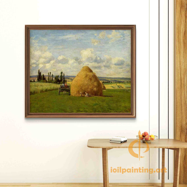 "Camille Pissarro's 'Haystacks in Summer Fields' - Hand-Painted Oil Painting Reproduction"