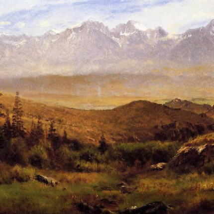 "Albert Bierstadt's 'Mountain Majesty' - Hand-Painted Landscape Oil Painting Reproduction"