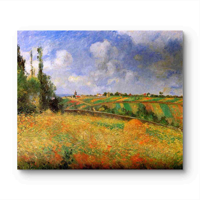 "Camille Pissarro's 'Golden Harvest Fields' - Hand-Painted Impressionist Oil Painting Reproduction"