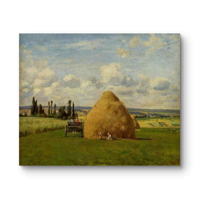 "Camille Pissarro's 'Haystacks in Summer Fields' - Hand-Painted Oil Painting Reproduction"