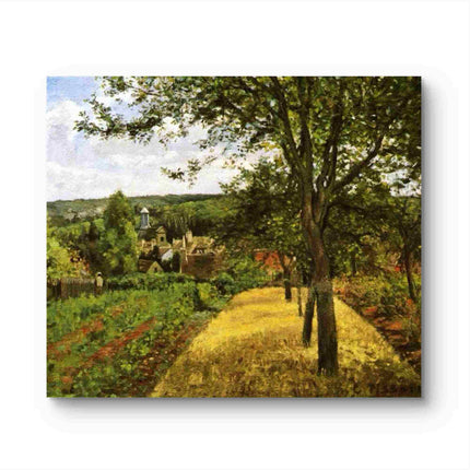 "Camille Pissarro's 'Country Lane in Spring' - Hand-Painted Impressionist Oil Painting Reproduction"