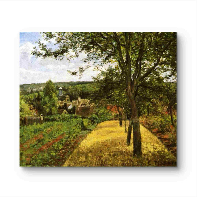 "Camille Pissarro's 'Country Lane in Spring' - Hand-Painted Impressionist Oil Painting Reproduction"