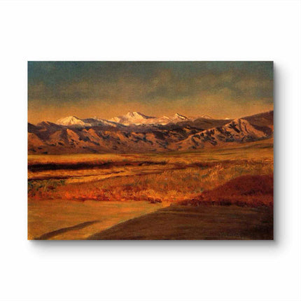 "Albert Bierstadt's 'Alpine Splendor' - Hand-Painted Mountain Landscape Oil Painting Reproduction"