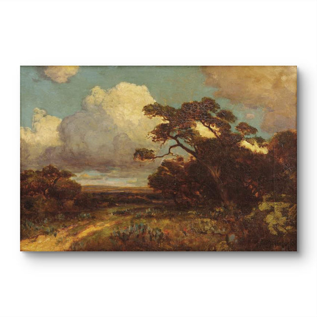 "Golden Hour Landscape with Majestic Oak - Premium Hand-Painted Oil Reproduction on Canvas"
