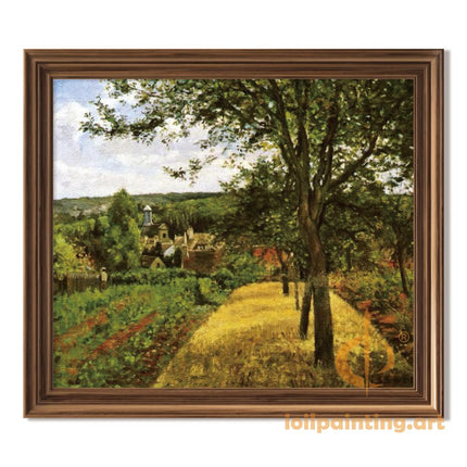 "Camille Pissarro's 'Country Lane in Spring' - Hand-Painted Impressionist Oil Painting Reproduction"
