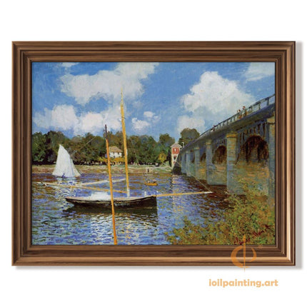 "Claude Monet's 'Riverside Harbor Scene' - Premium Hand-Painted Oil Reproduction on Canvas"