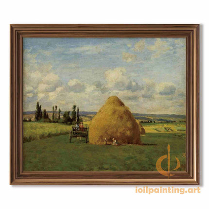 "Camille Pissarro's 'Haystacks in Summer Fields' - Hand-Painted Oil Painting Reproduction"