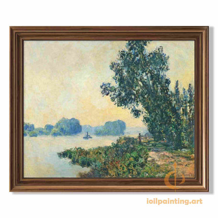 "Claude Monet's 'Riverside Serenity' - Premium Hand-Painted Oil Reproduction on Canvas"