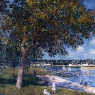 "Alfred Sisley's 'Riverside Serenity' - Hand-Painted Impressionist Oil Painting Reproduction"