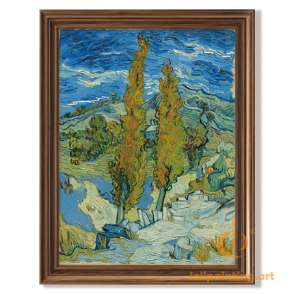 "Vincent van Gogh's 'Cypress Trees in Golden Field' - Premium Hand-Painted Oil Reproduction on Canvas"
