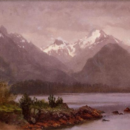 "Albert Bierstadt's 'Mountain Lake Serenity' - Hand-Painted Landscape Oil Painting Reproduction"