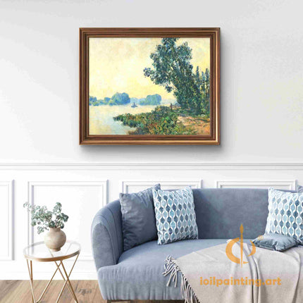 "Claude Monet's 'Riverside Serenity' - Premium Hand-Painted Oil Reproduction on Canvas"