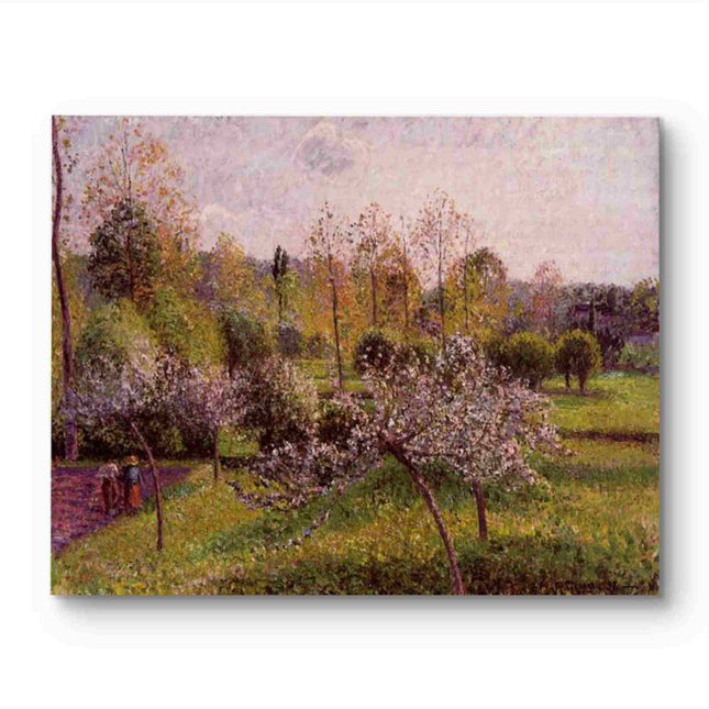 "Camille Pissarro's 'Blossoming Trees in Spring' - Hand-Painted Impressionist Oil Painting Reproduction"