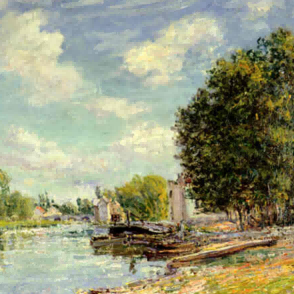 "Alfred Sisley's 'Riverside Serenity' - Hand-Painted Impressionist Oil Painting Reproduction"