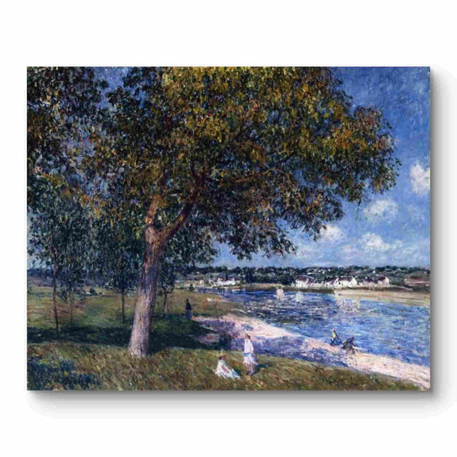"Alfred Sisley's 'Riverside Serenity' - Hand-Painted Impressionist Oil Painting Reproduction"