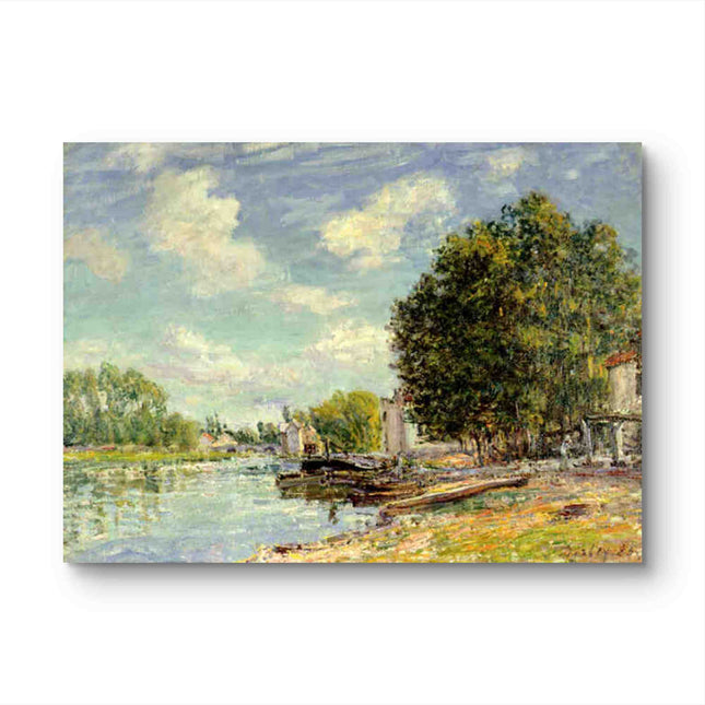 "Alfred Sisley's 'Riverside Serenity' - Hand-Painted Impressionist Oil Painting Reproduction"