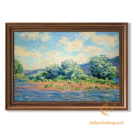 "Claude Monet Inspired 'Tranquil Waterside Landscape' - Premium Hand-Painted Oil Reproduction on Canvas"