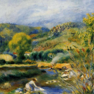 "Pierre-Auguste Renoir's 'Riverside Laundress' - Hand-Painted Impressionist Oil Painting Reproduction"
