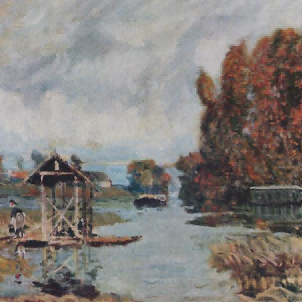 "Alfred Sisley's 'Autumn Riverside Tranquility' - Hand-Painted Impressionist Oil Painting Reproduction"
