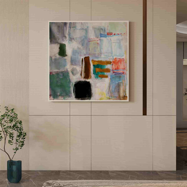 "Vibrant Abstract Oil Painting - Bold Color Block Art - Handmade Contemporary Wall Decor for Modern Living Spaces"