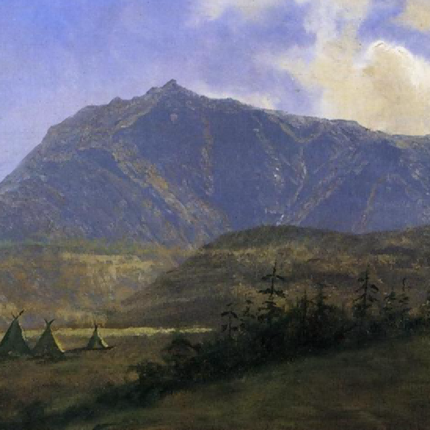 "Albert Bierstadt's 'Mountain Wilderness with Native Encampment' - Hand-Painted Landscape Oil Painting Reproduction"