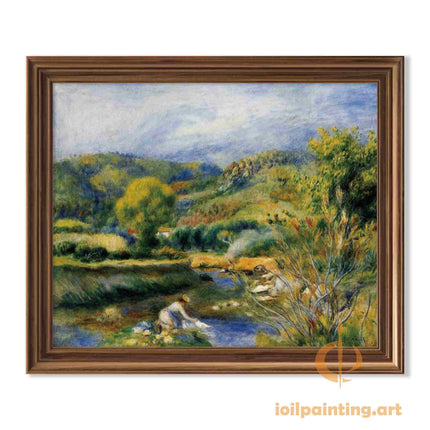 "Pierre-Auguste Renoir's 'Riverside Laundress' - Hand-Painted Impressionist Oil Painting Reproduction"
