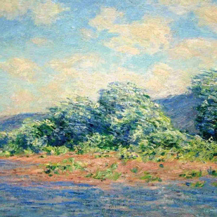 "Claude Monet Inspired 'Tranquil Waterside Landscape' - Premium Hand-Painted Oil Reproduction on Canvas"