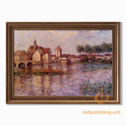 "Claude Monet's 'Riverside Village' - Hand-Painted Impressionist Oil Painting Reproduction"