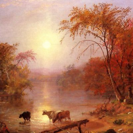 "John Constable's 'Autumn River Serenity' - Hand-Painted Landscape Oil Painting Reproduction"