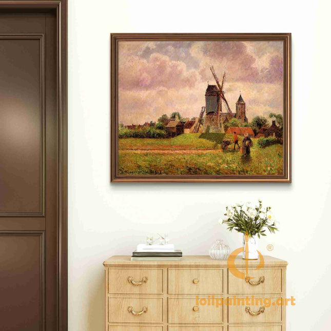 "Camille Pissarro's 'Windmill and Rural Life' - Hand-Painted Oil Painting Reproduction"