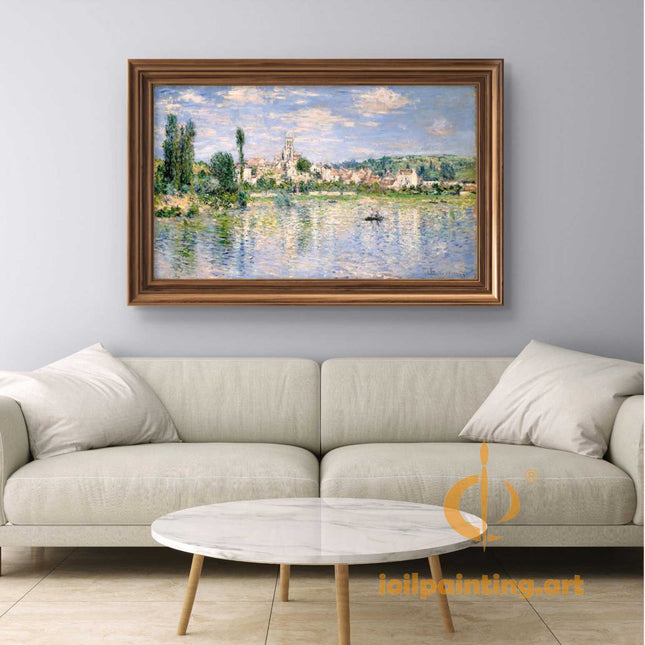 "Claude Monet Inspired 'Riverside Village at Dusk' - Premium Hand-Painted Oil Reproduction on Canvas"