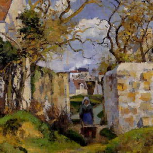 "Camille Pissarro's 'Woman with Cart on Country Path' - Hand-Painted Impressionist Oil Painting Reproduction"