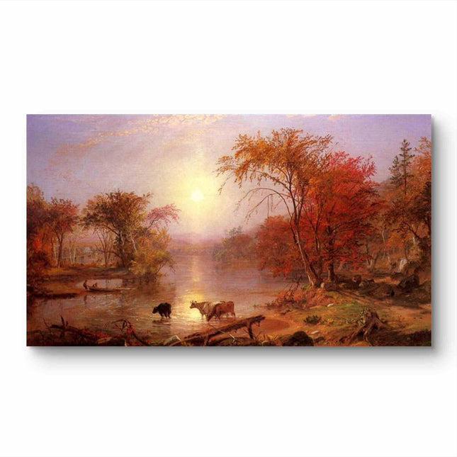 "John Constable's 'Autumn River Serenity' - Hand-Painted Landscape Oil Painting Reproduction"